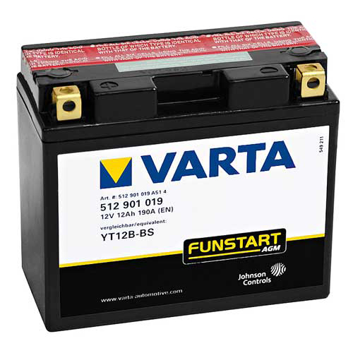 Varta YT12B-BS voor Yamaha XVS 400 Drag Star